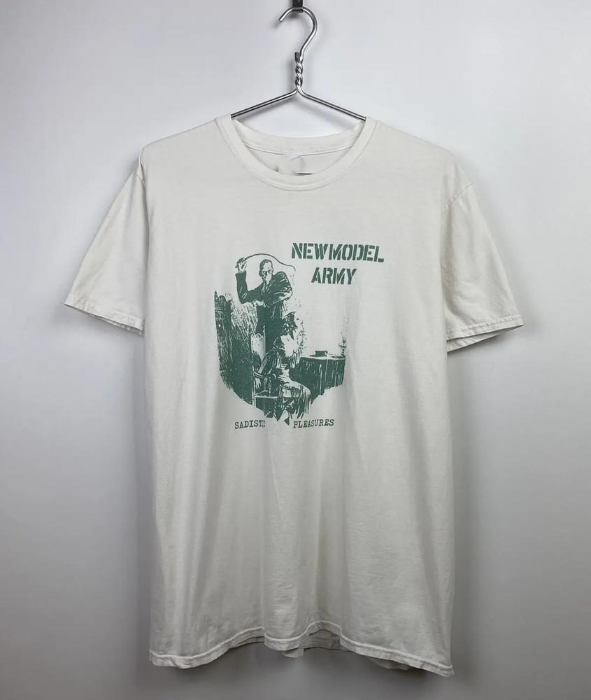 Vintage NEW MODEL ARMY Sadistic pleasures  White Full Size OM874 Unisex T-Shirt XXL