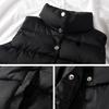 Women Vest Solid Color Sleeveless Windproof Short Stand Collar Loose Extra Thick Winter Waistcoat for Daily Wear