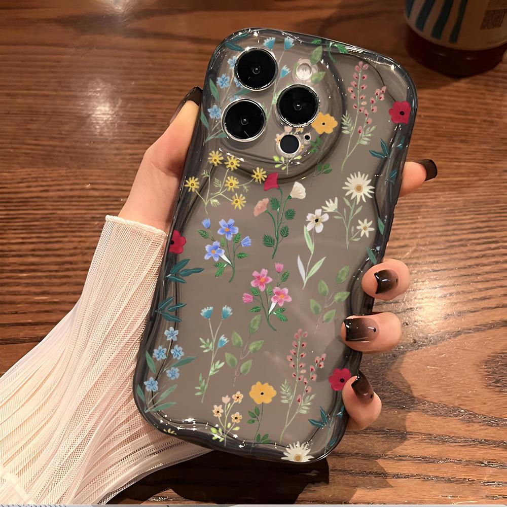 Hot-selling color flower mobile phone case in Europe and America iPhone15 sweet girl silicone soft case Apple 16promax