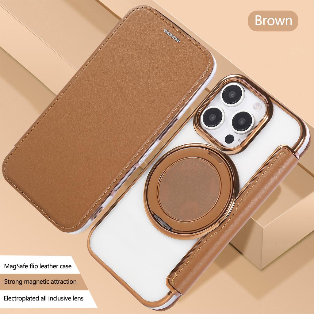 Cards Bag Wallet Leather Case for iPhone 16 Pro Max 15 Plus 14 13 12 for Magsafe Magnetic 360 Rotating Kickstand Flip Book Cover