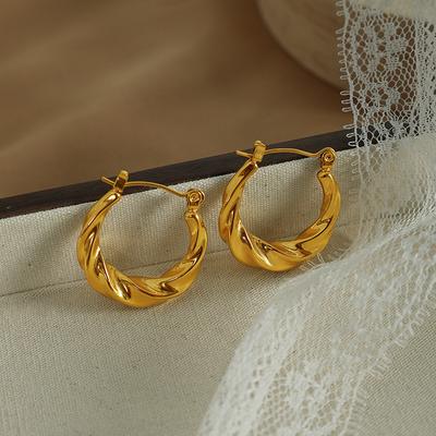Twist Ring Ear Buckle Minimalist Cold Wind Versatile Earrings Plated 18k Gold Earrings Wrap Earrings