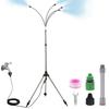 Outdoor Water Misting Cooling System 4 Heads 26Ft/8M Line 360 Degree Tube 3/4 Hose Plug Misters