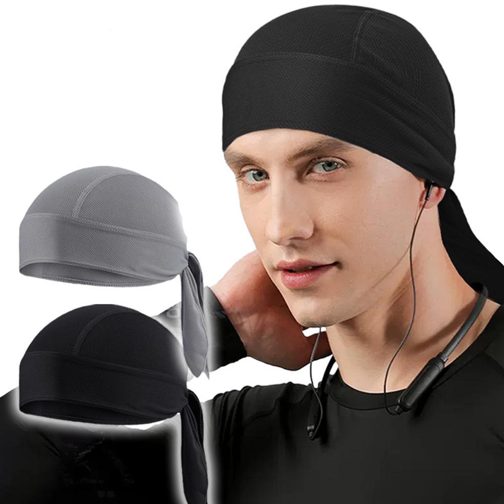 Musion Durag for Men Cycling Pirate Hat Breathable Mesh Pirate Bandana Cap Sweat Absorbent Helmet Inner Head Cover Skull Cap for