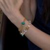 Braccialetti a forma di cuore blu lucido con perline di lusso leggero per donna, artigianato in oro antico, braccialetti retrò con ciondoli in turchese, festa