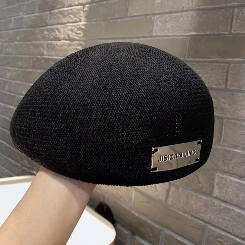 Mesh Structured Women's Berets Hat Fashion Accessory Collection Breathable Stylish Hat Face-Slimming Versatile Plain Cap