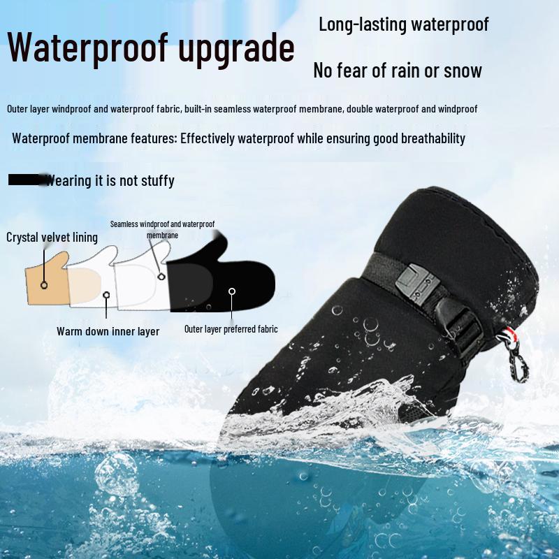 Real Down Winter Touchscreen Ski Gloves for Men & Women – Non-slip, Windproof, Thickened for Warmth.