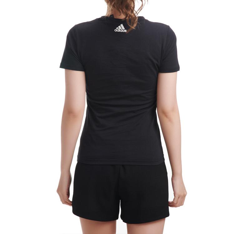 Adidas Foil Print Round Neck Sports T-Shirt Women Tops Black DW5723