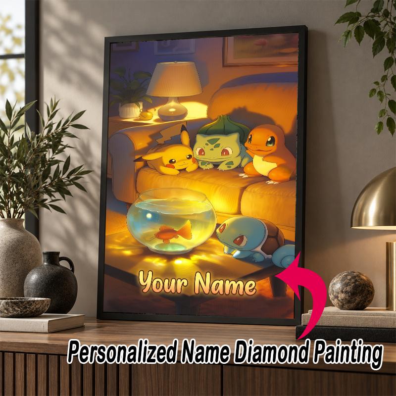 Personalized Bulbasaur Charmander Squirtle Diamond Art Custom Name 5D Diamond Painting Full Drill DIY Craft