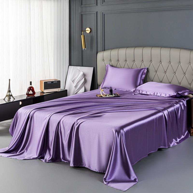 Luxury Natural Mulberry Silk Double Bed Sheet Set Stain High-End King Size Bedsheet Sets Home Solid Color Soft Smooth Bed Cover