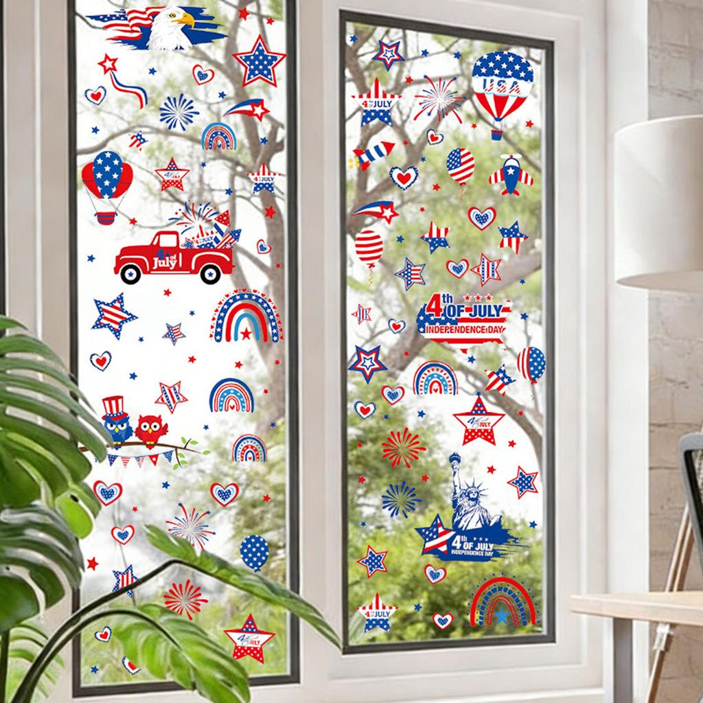 Amerikanska självständighetsdagen Statisk Klisterdekal Flagga Helgfönsterdekal Självhäftande PVC-dekal
