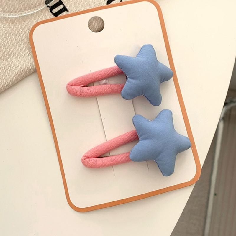 Star Snap Hair Clip Y2K Non-slip Colorful Hair Barrettes Metal Sponge Star Shaped Hairpins Cute Hair Clip for Teen
