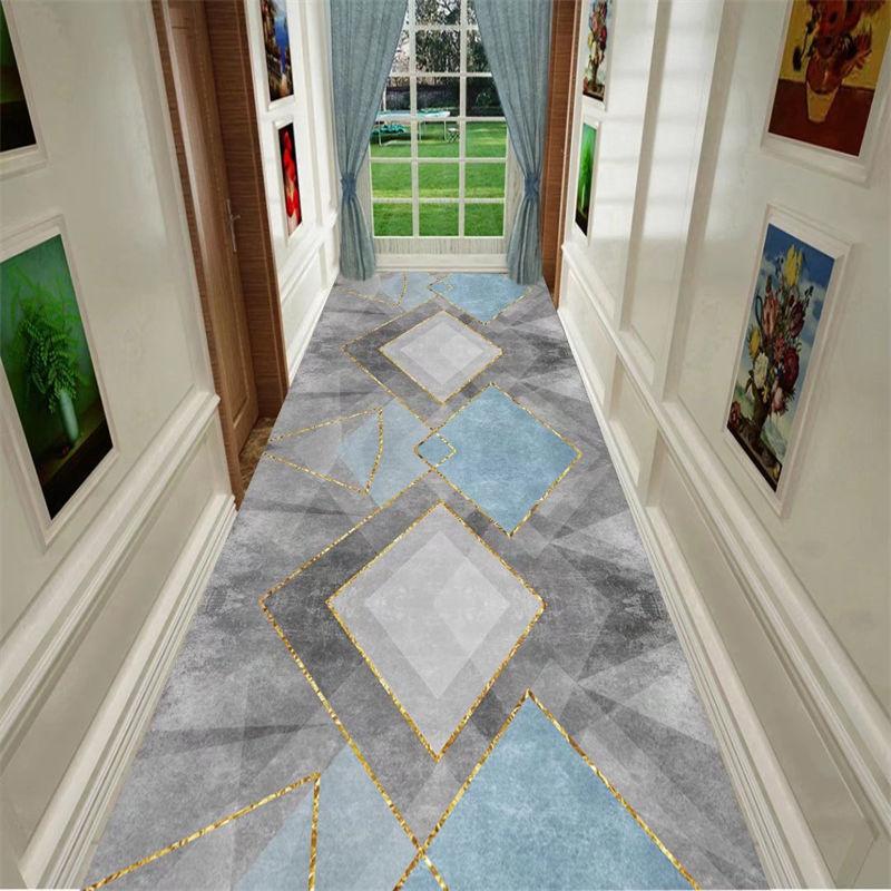 Nordic Geometric Long Corridor Carpet Light Luxury Home Hotel Runner Rugs Can Be Customized Villa Stair Mat Non-slip Hallway Rug