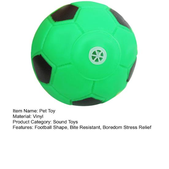 Green Football Dog Chew Toy Bite Resistant Soccer Squeaky Ball Pet Interactive Toy Small Medium Large Dogs Teething Cleaning Toy