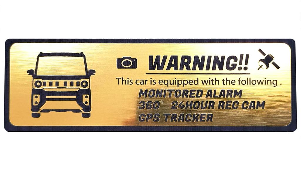 Honami Works Spacia GEAR New 2nd Generation Security Emblem with Dash and GPS Tracker Sticker 24-Hour Surveillance, Cam, (Gold)