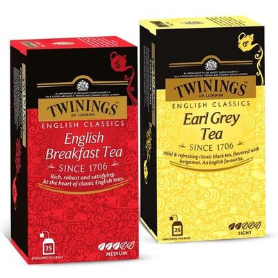 Twinings Black Tea Super Saver Combo Pack (English Breakfast 25 Bags + Earl Grey 25 Bags) - 100 Gm
