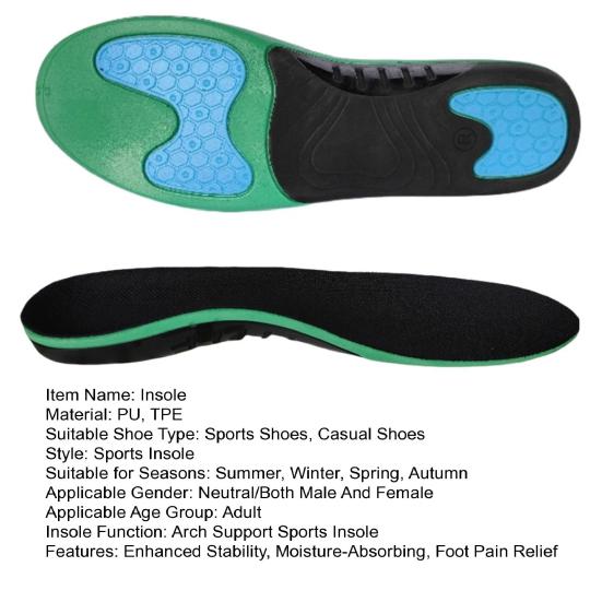 1 Pair Shock Absorbing Shoe Insoles Breathable Sneaker Inserts Arch Support Insoles Replacement Insoles for Women Men