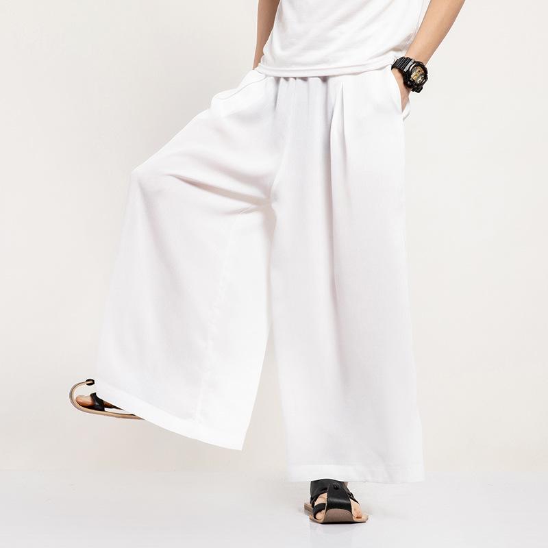 

Men s Japanese Yamamoto Style Wide-Leg Samurai Pants - Loose Fit, Nine-Point Length, Casual Wear 4XL грязно-белый