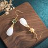 Chinese Retro Cloisonné Tassel Earrings with Hetian Jade