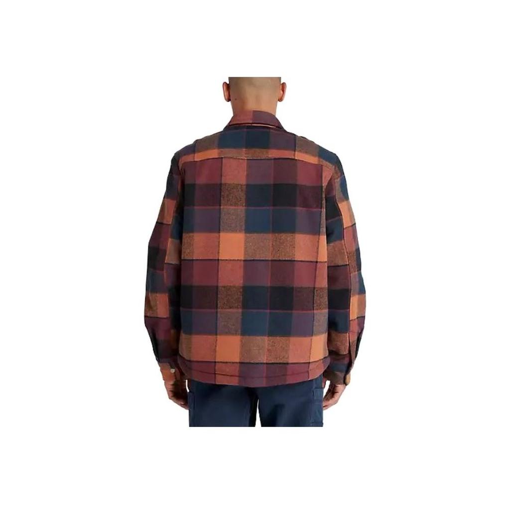 Timberland Fitted Check Print Square Neck Long Sleeve Shirt Men shirts Brown A6G5S-J60