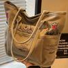 Winnie The Pooh Printed Canvas Handbag Retro Shoulder Bag Large Capacity Multi-pocket Lightweight Handbag Student Commuter Bag