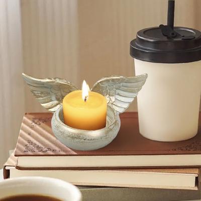 Portacandele ad Ala d'Angelo Resina Portacandele Votive Tealight Supporto per Candele Candeliere Decorazione Ornamento