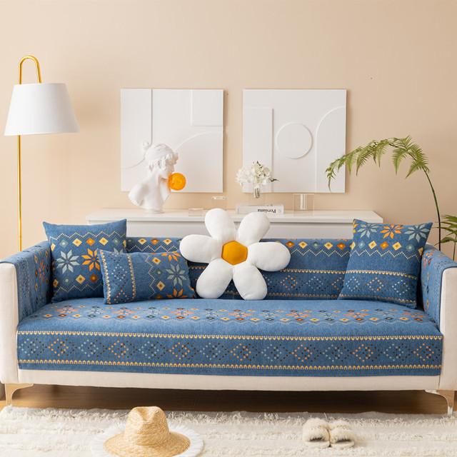 Chenille Embroidery Sofa Cushion Thickened Non -Slip Sofa Cover Four Seasons Universal Living Room Sofa Cover Backrest Towel