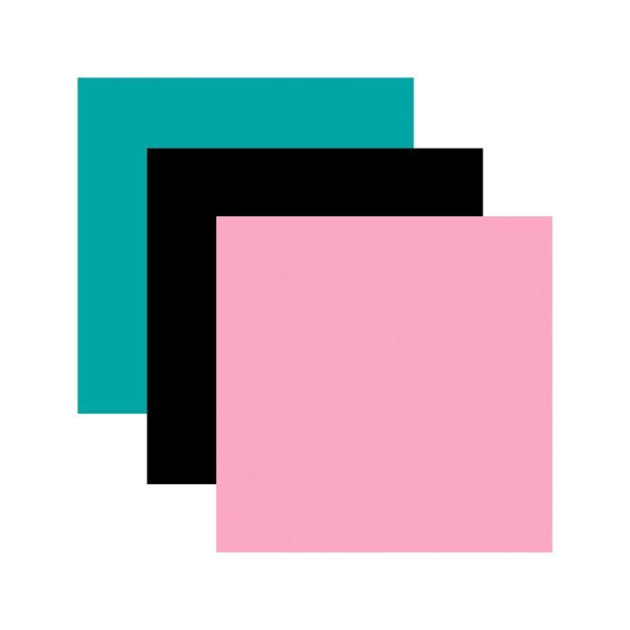 3 vinyles permanents 91 x 33 cm - noir, aqua, rose clair