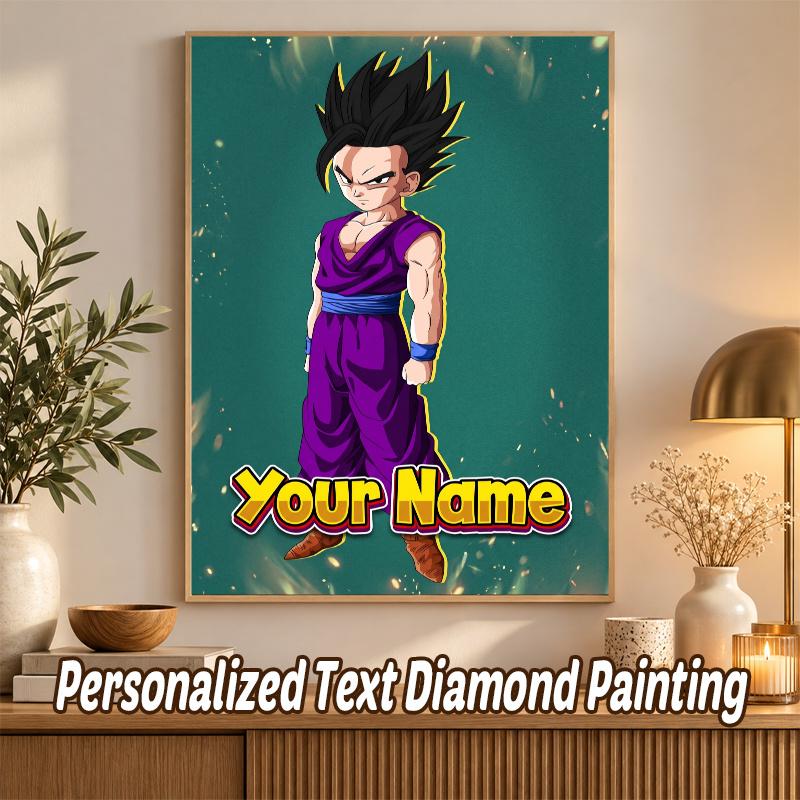 Dragon Ball Gohan Custom Name Diamond Painting Personalized 5D Full Drill DIY Diamond Art Home Decor