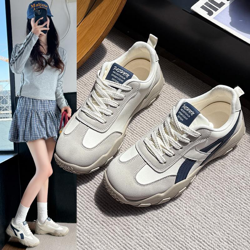 Thick-soled German training shoes women's spring and autumn 2025 new Korean version versatile round head lace-up college style casual sports