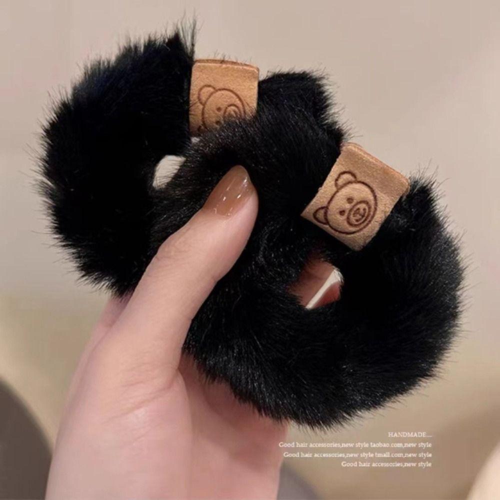 Korean Style Hair Rope Bear Ponytail Headband Fashion Plush Hair Band