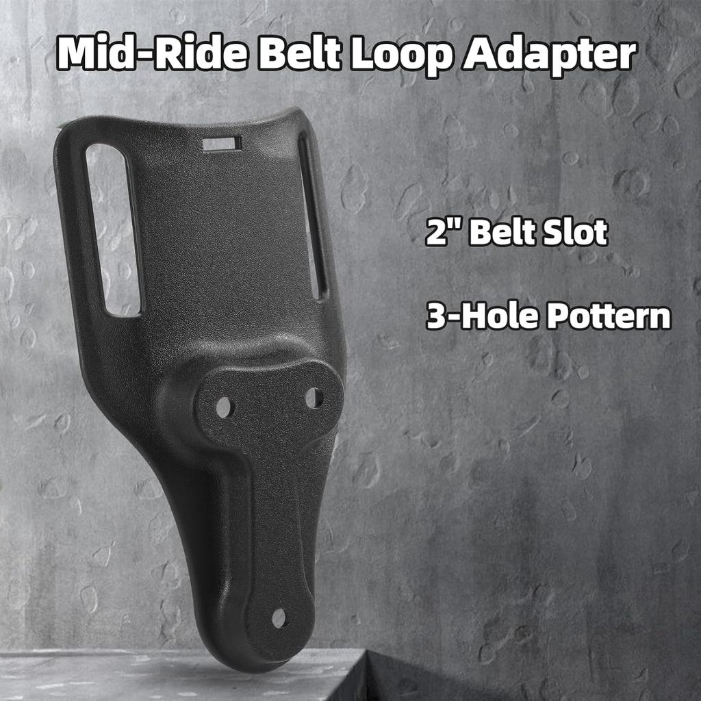 Taktisches QLS-Schnellverriegelungssystem-Kit mit mittiger Gürtelschlaufenplattform zur Befestigung an Dienstholstern mit Verriegelungsgabel-Empfängerplatte