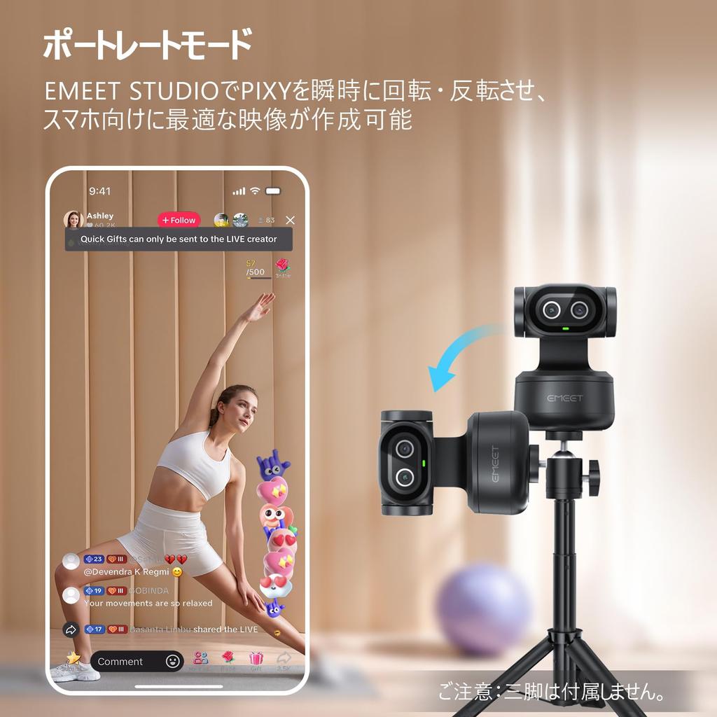 EMEET PIXY 4K Webcam AI Auto PTZ Camera with PDAF Sony Three Preset Gesture Compatible with and Switch 2 for Streaming - Tracking, High-Speed