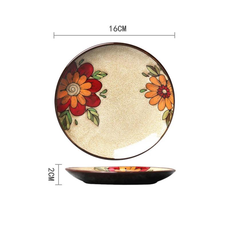 5-7-Zoll-Knochenteller Kreatives handbemaltes unterglasurfarbenes Keramikgeschirr Kaltes Gericht Obst Dim Sum Teller Snack Haushaltsgeschirr