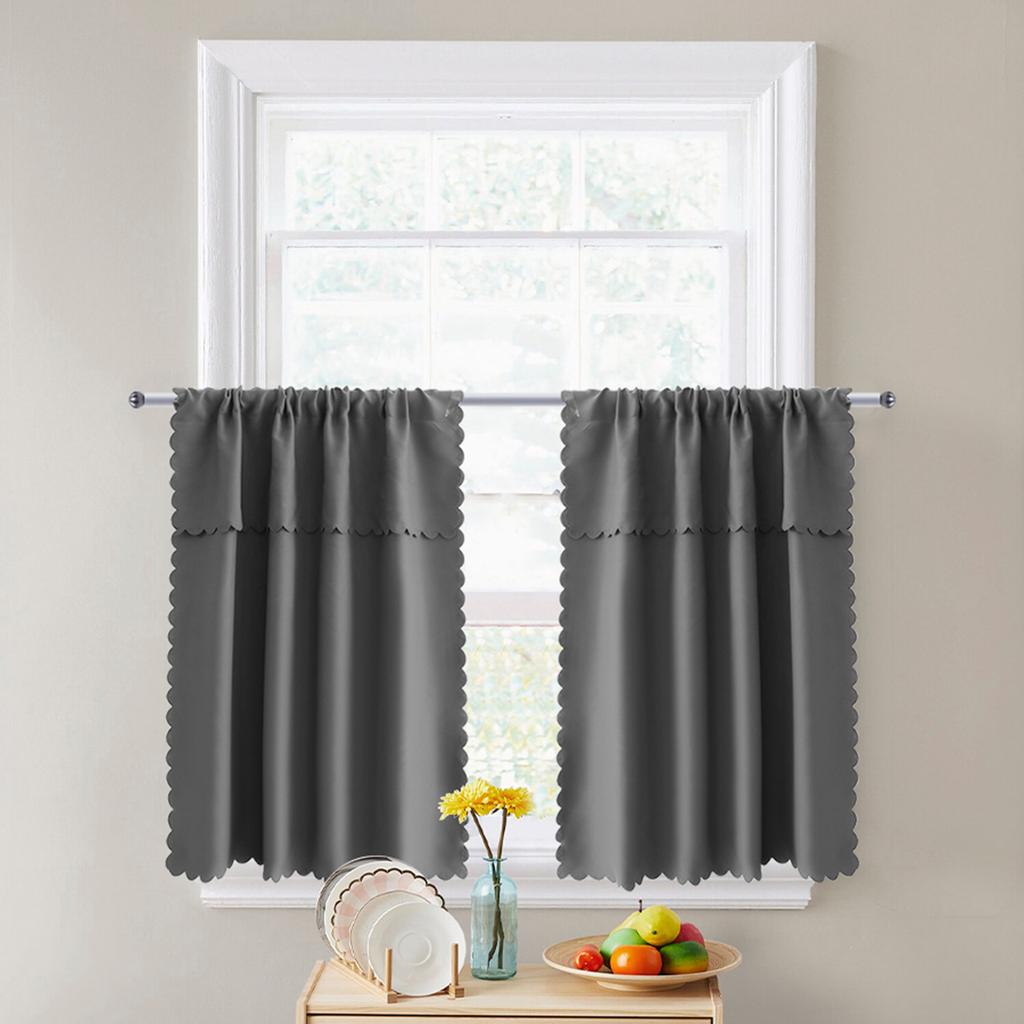 1/2 Panel Kitchen 100% Blackout Window Curtain Thermal Insulated Short Curtain Rod Pocket Tier Small Panels Privacy Curtain Tier