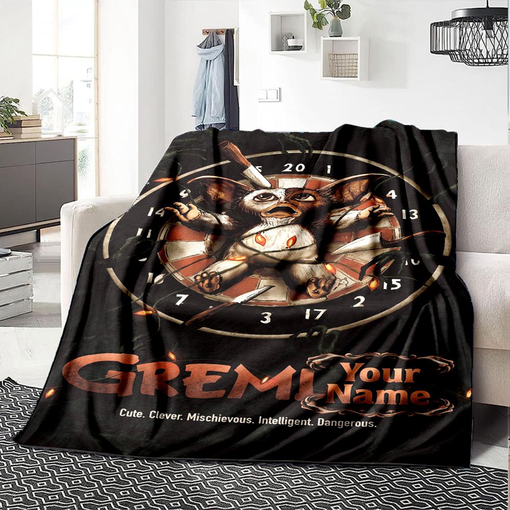 Gremlins Customize Your Name Blanket Multi-purpose Personalized Blanket Soft Warm Cozy Throw For Seaside Livingroom Bed Couch Four Seasons Universal