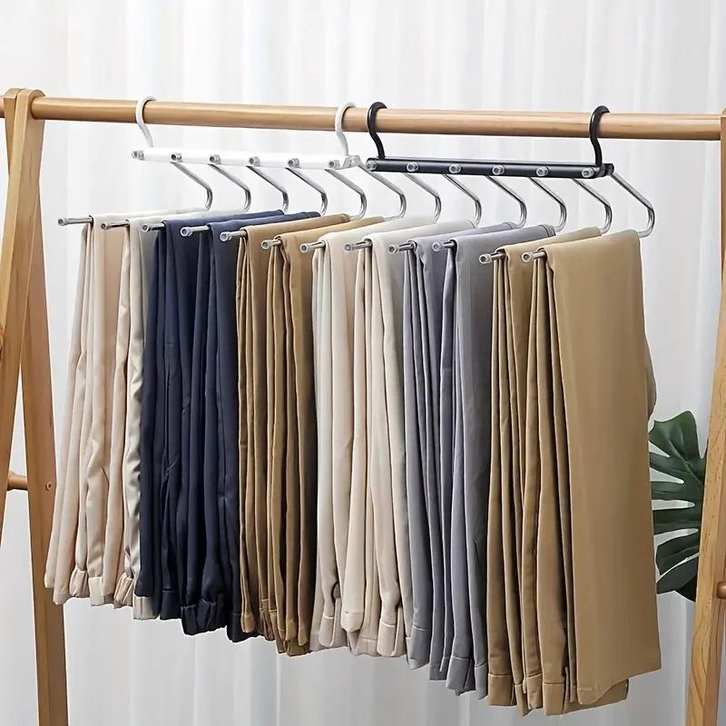 Stainless Steel Folding and Stretchable Clothes Rack, Multi-layer Clothes Hanging and Pants Rack