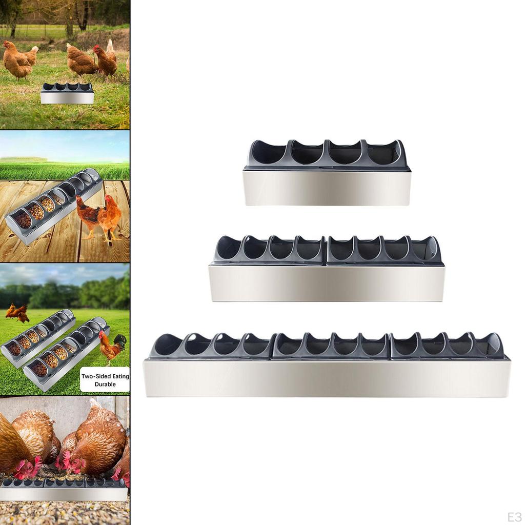 Feeder Trough Chick Feeding Dispenser No Waste Stainless Steel Tray for Bird Parrots Turkey