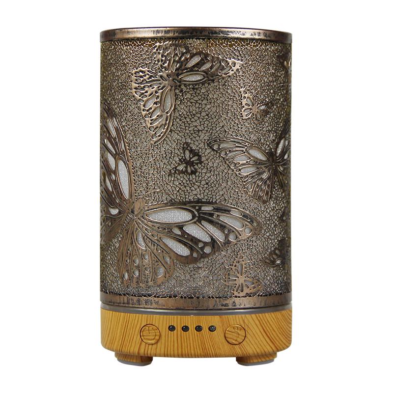 Ultrasonic Air Humidifier Aroma Diffuser Golden Hollow Butterfly Humidity Control Assistant with LED Lights