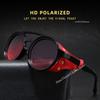 Retro Sunglasses Men Women Leather Round Glasses Vintage Goggles Anti Wind Outdoors Sports Sun Glasses Uv400