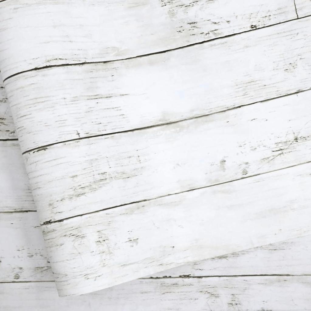 Classic White Gray Peel and Stick Wallpaper Wood Plank Faux Wallpaper Removable Self-Adhesive Vintage Paper Wall Decorative
