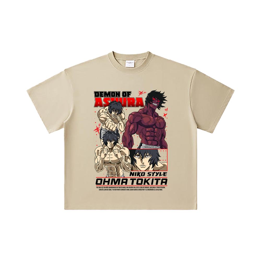 260 GSM Double Yarn 32 Count 100% Cotton Baki V5 Ohma Print Unisex Heavy Cotton T Shirt… More