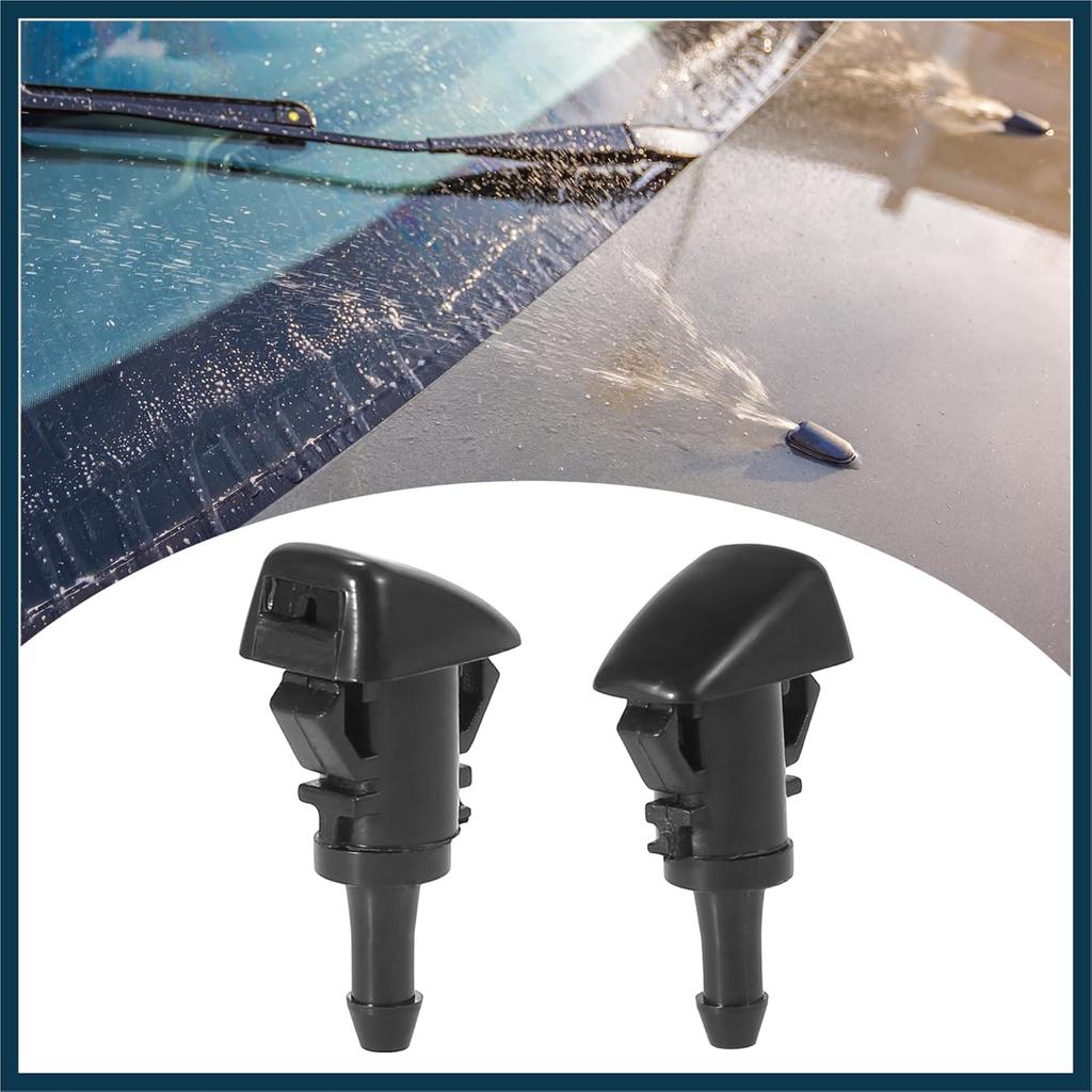 Front Windshield Wiper Nozzles for Chrysler Town Country for Dodge Grand Caravan with Gaskets - Pack of 2 Black Automotive Parts