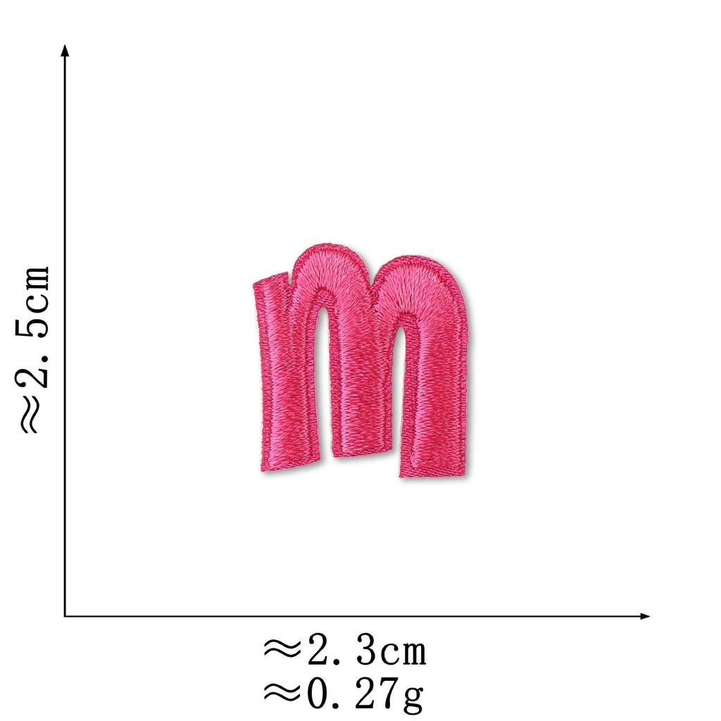 Pink Embroidered Alphabet Patch for Clothing Decoration