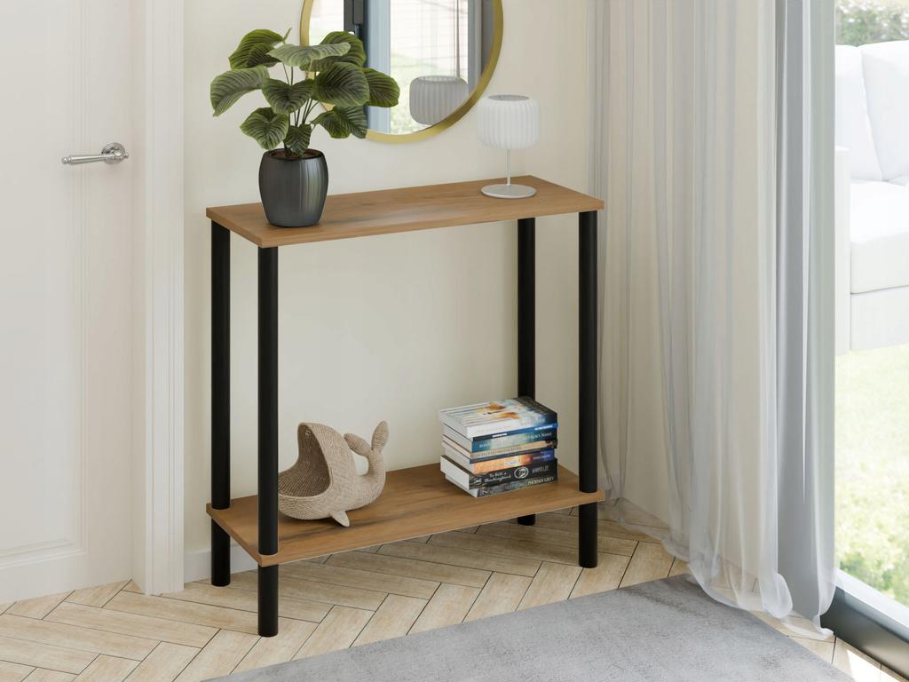 Loft Console Table with Shelf 80x30x80 Cm Metal Black for Hallway