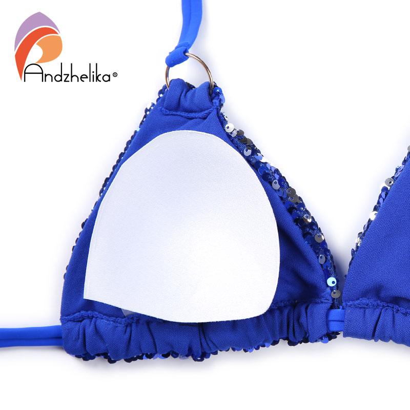 Andzhelika 2021 New Bikini DoubleSided Sequin Bikini Set Women Sexy Brazilian Swimsuit Beach