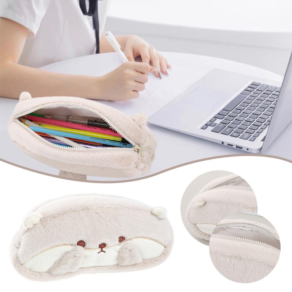 Otter Penguin Pencil Case Plush Stationery Bag Portable Stationery Organizer  Back To School Gift