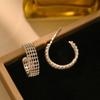 Silver Needle Geometric Heart Hoop Earrings - Retro & High-End Style for a Bold Look