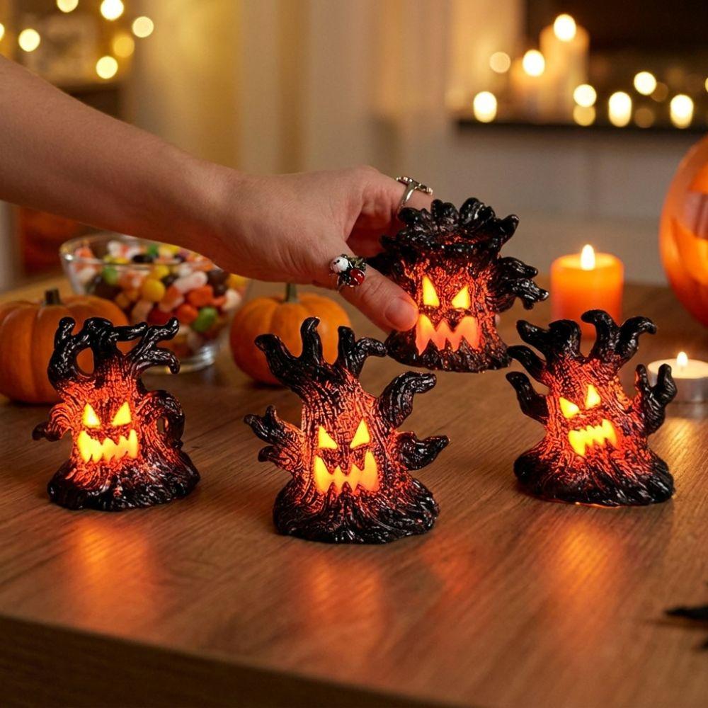 Resin Halloween Monster Tree Light Ornament Grimace Tree Tabletop Lamp Indoor Table Decor