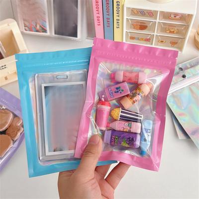 10pcs Self Sealing Bag Laser Color Plastic Bags Iridescent Zip Lock Bags For DIY Jewelry Nail Art Retail Storage Packaging