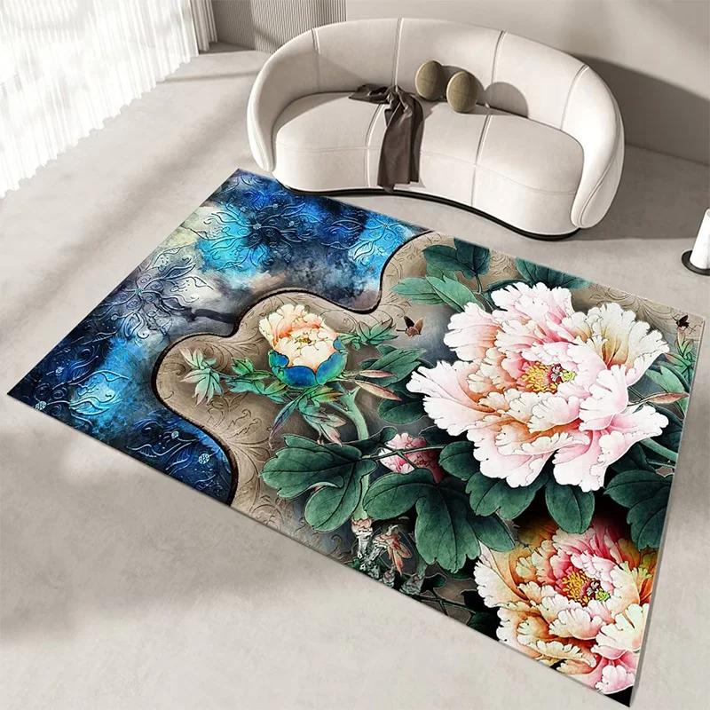 Bohemia Mandala Flower Living Room Carpet Boho Floral Area Rug Corridor Steps Non-slip Floor Mat Home Bedroom Bedside Mats